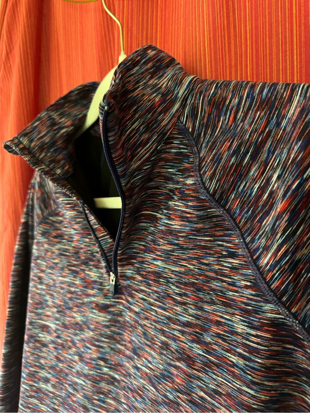 GAP FIT Space-Dye Quarter-Zip Medium Weight Pullover Blue & Red Size Small